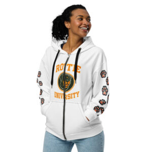 rottie university zip hoodie — warm, comfy & stylish