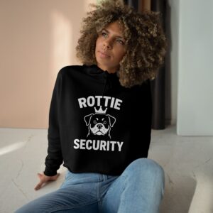 Rottie Security™ Cropped Hoodie — Rottweiler Dog Mom/Dad Crown Graphic