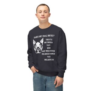 Crewneck Sweatshirt - Funny Dog Bite Quote with Winking Face Graphic