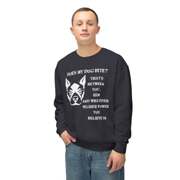 Crewneck Sweatshirt - Funny Dog Bite Quote with Winking Face Graphic