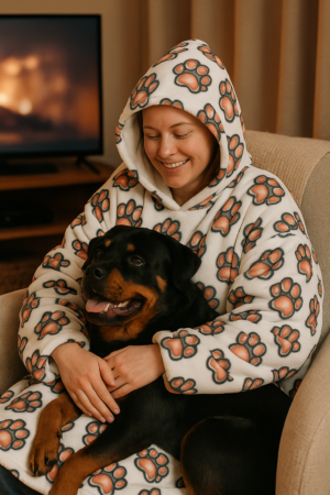 Cute Strong Pawz Hooded Blanket — Paw Print Cozy Throw for Pet Lovers