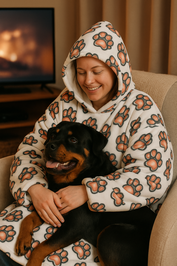 Cute Strong Pawz Hooded Blanket — Paw Print Cozy Throw for Pet Lovers
