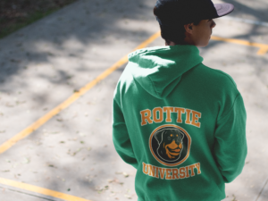 Rottie University™ Rottweiler Mascot Zip Hoodie NP — Full‑Zip Jacket
