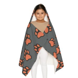 Paw Print Youth Hooded Towel — Cute Cuddly Kids' Hooded Bath Towel