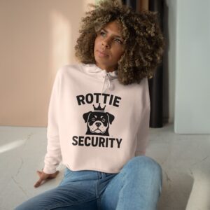 Rottie Security Cropped Hoodie — Cute Rottweiler Guardian Graphic