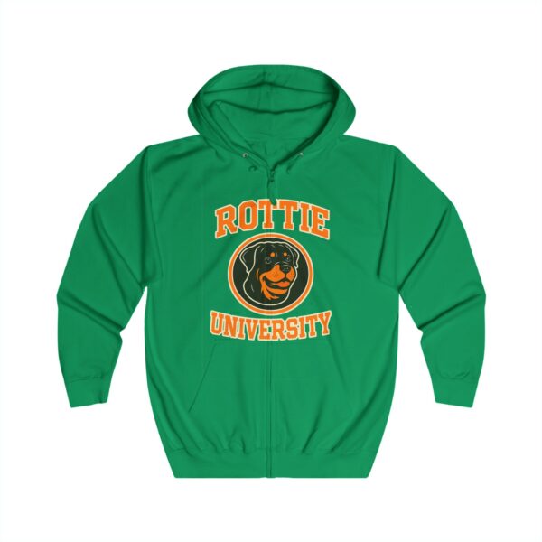 Rottie University™ Rottweiler Mascot Zip Hoodie NP — Full‑Zip Jacket