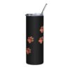 20oz Stainless Tumbler with Orange Paw Print Pattern — Insulated Pet Lover Travel Cup
