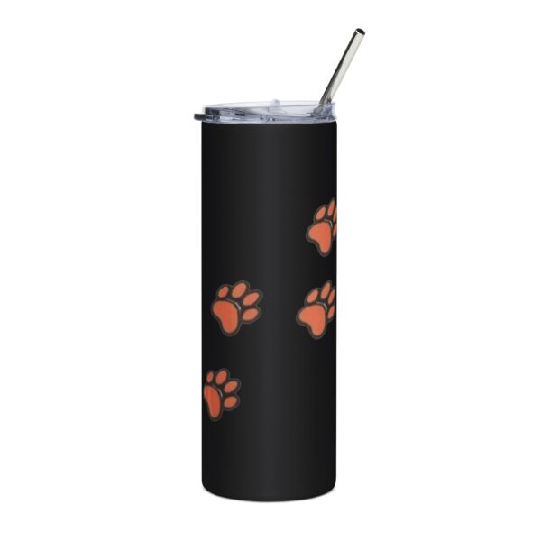 20oz Stainless Tumbler with Orange Paw Print Pattern — Insulated Pet Lover Travel Cup