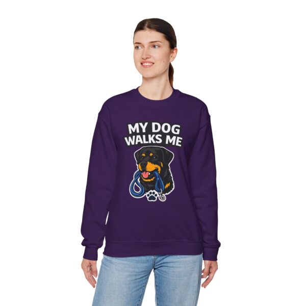 My Dog Walks Me Sweatshirt — Funny Rottweiler Dog Lover Crewneck