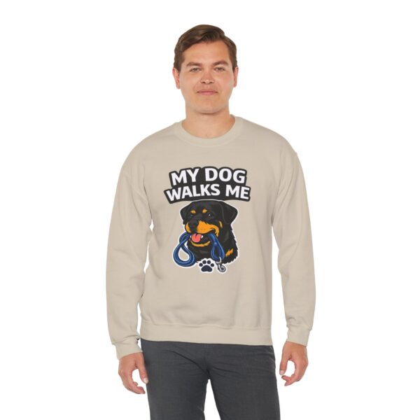 My Dog Walks Me Sweatshirt — Funny Rottweiler Dog Lover Crewneck