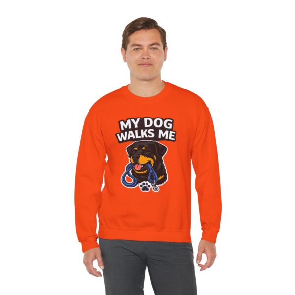 My Dog Walks Me Sweatshirt — Funny Rottweiler Dog Lover Crewneck