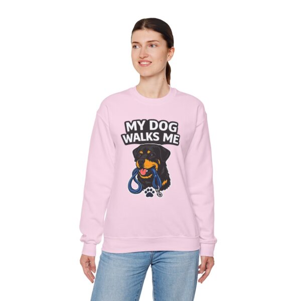 My Dog Walks Me Sweatshirt — Funny Rottweiler Dog Lover Crewneck