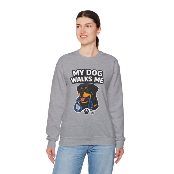 My Dog Walks Me Sweatshirt — Funny Rottweiler Dog Lover Crewneck