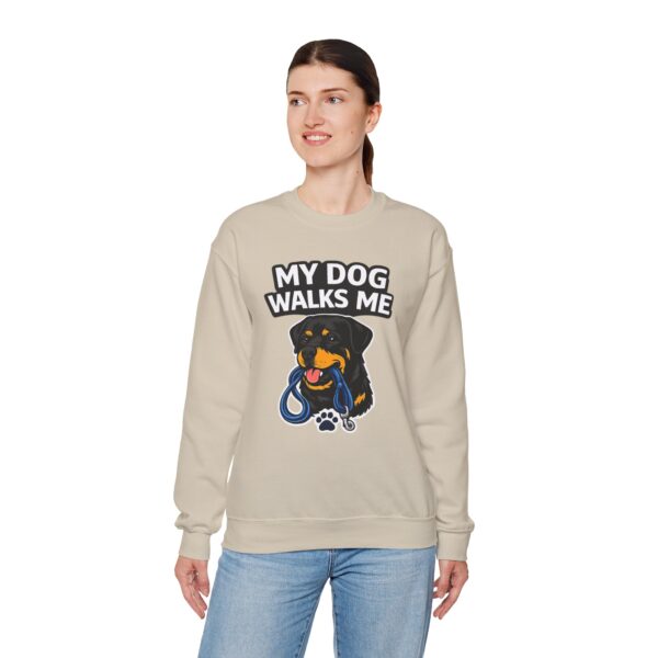 My Dog Walks Me Sweatshirt — Funny Rottweiler Dog Lover Crewneck