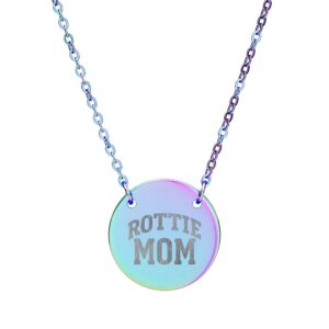 Rottie Mom Engraved Circle Necklace