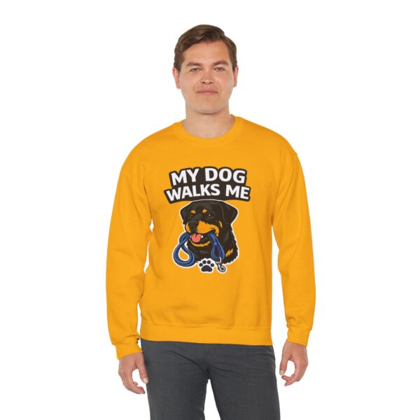 My Dog Walks Me Sweatshirt — Funny Rottweiler Dog Lover Crewneck