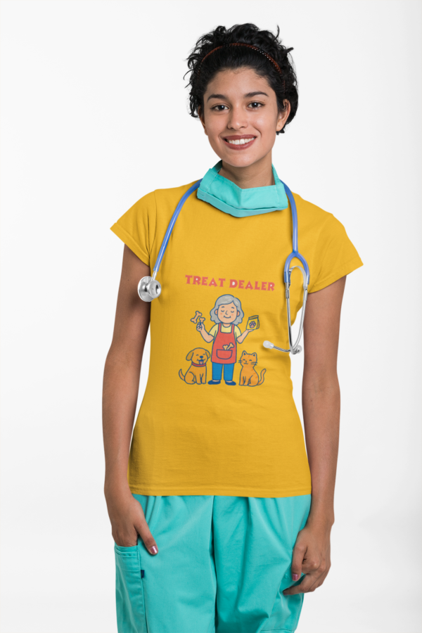 Treat Dealer T-Shirt — Funny Pet Lover Shirt with Grandma, Dog & Cat Graphic