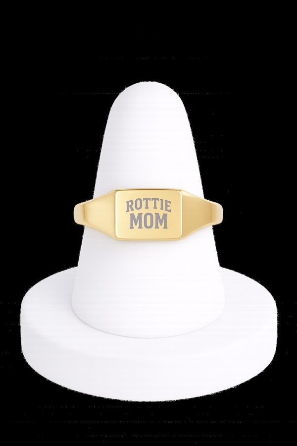 Rottie Mom Gold Square Signet Ring