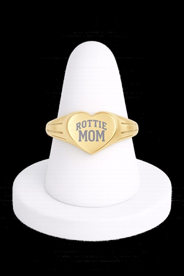Rottie Mom Heart Signet Ring
