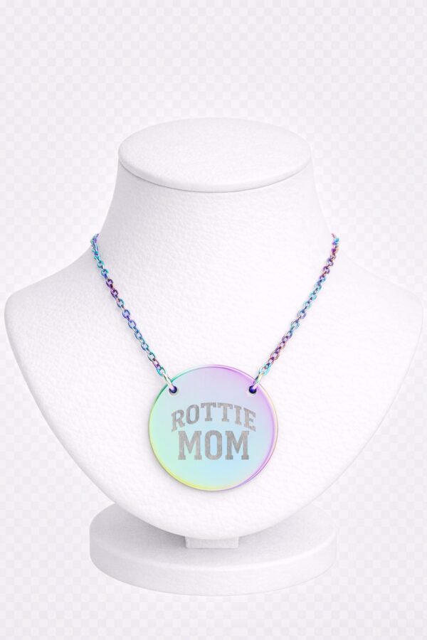 Rottie Mom Engraved Circle Necklace
