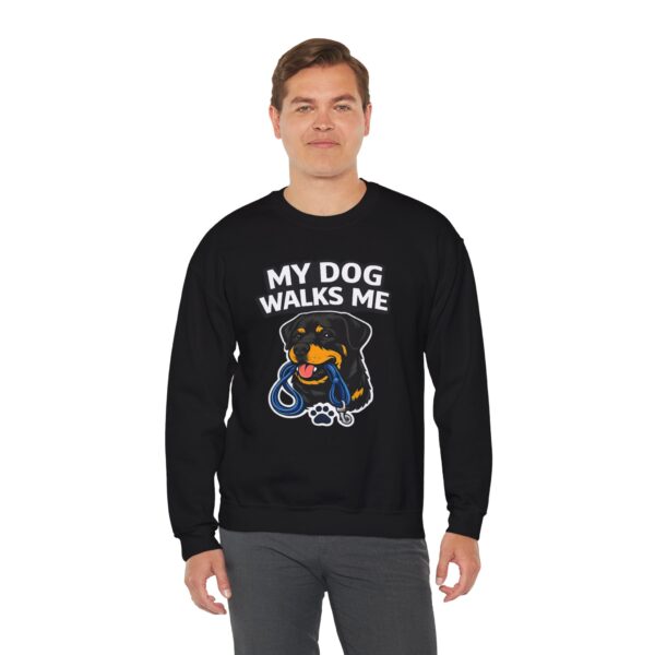 My Dog Walks Me Sweatshirt — Funny Rottweiler Dog Lover Crewneck