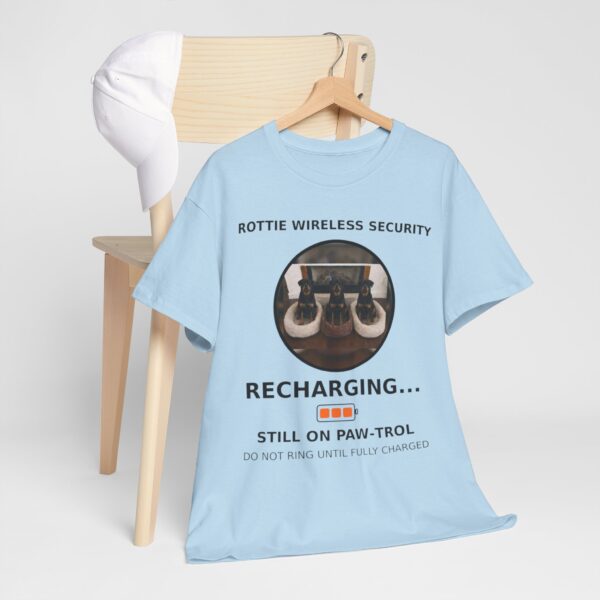 2414565348261039586_2048.jpeg Rottie Wireless Security Tee — “Recharging... Still on Paw-trol” Rottweiler Dog Shirt