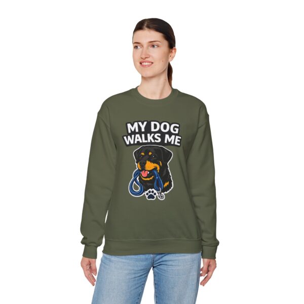 My Dog Walks Me Sweatshirt — Funny Rottweiler Dog Lover Crewneck