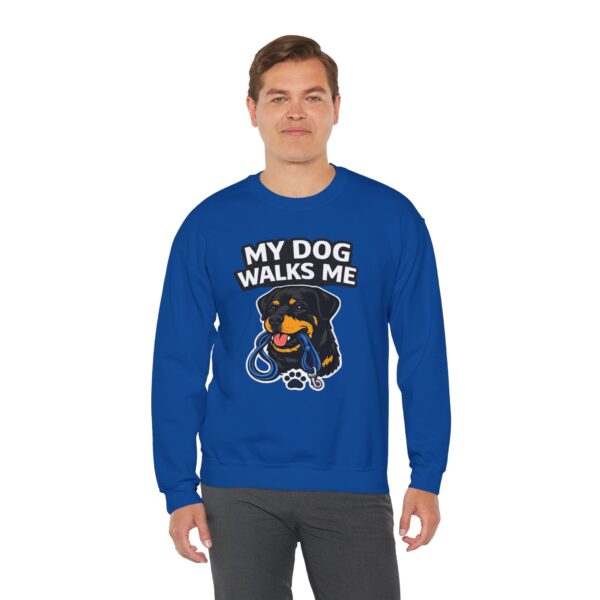 My Dog Walks Me Sweatshirt — Funny Rottweiler Dog Lover Crewneck