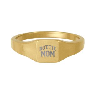 Rottie Mom Gold Square Signet Ring