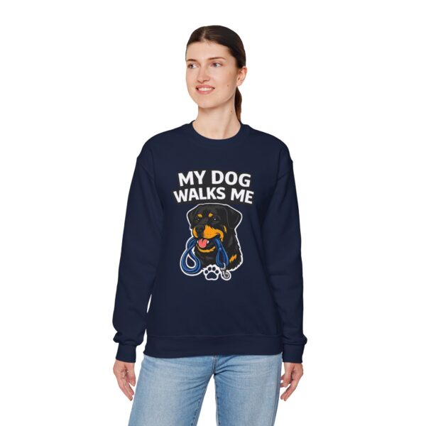 My Dog Walks Me Sweatshirt — Funny Rottweiler Dog Lover Crewneck