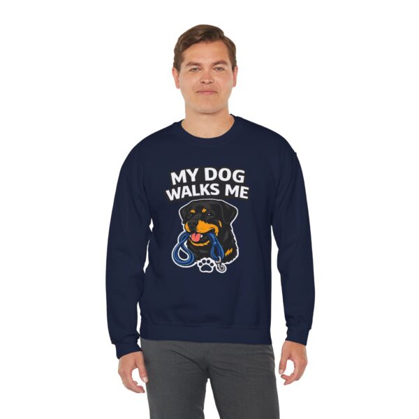 My Dog Walks Me Sweatshirt — Funny Rottweiler Dog Lover Crewneck