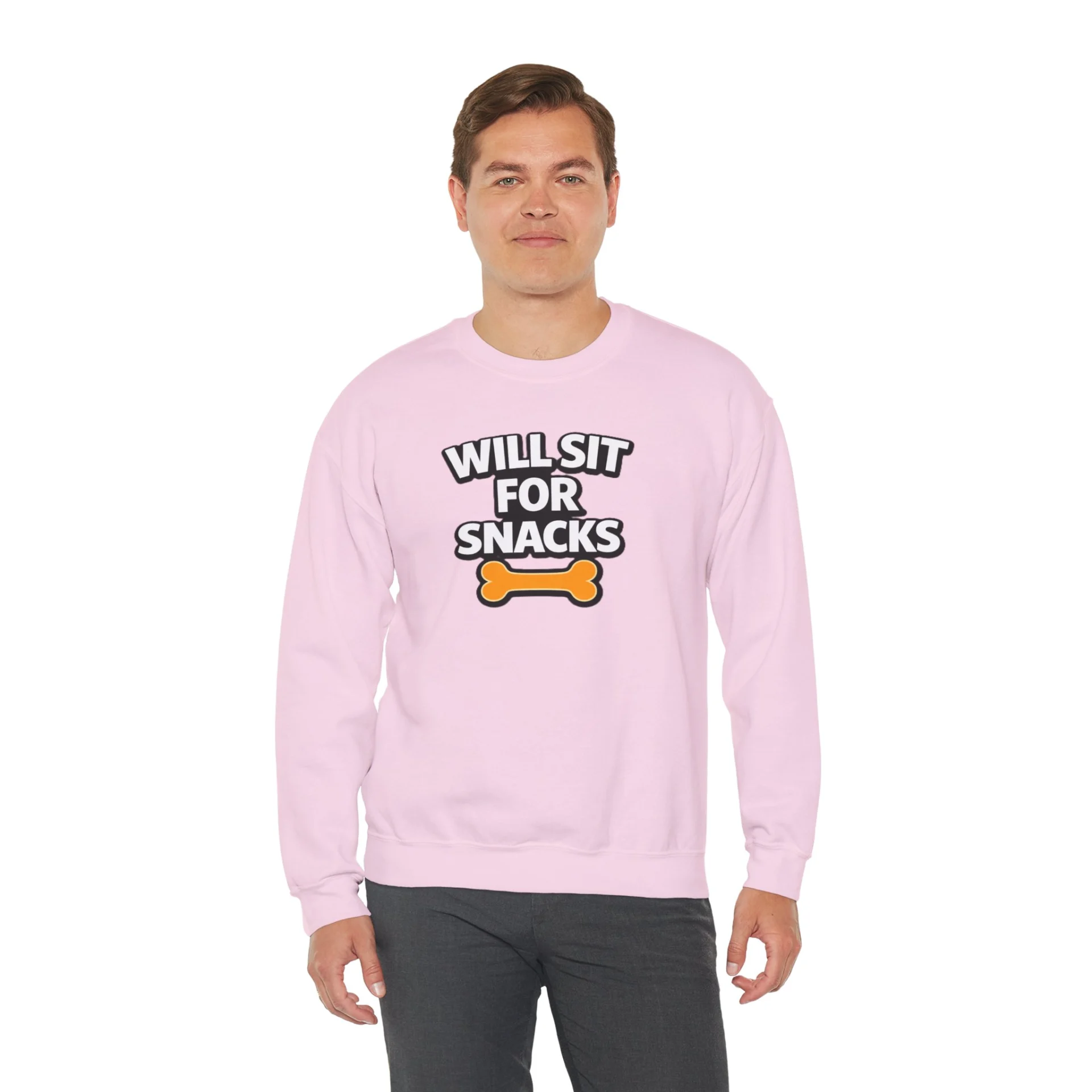 Will Sit for Snacks Funny Dog Bone Crewneck